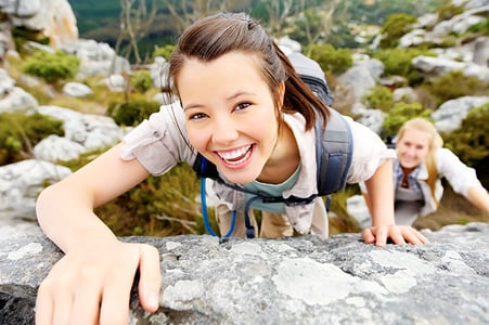 Lau students rock climbing on adventure