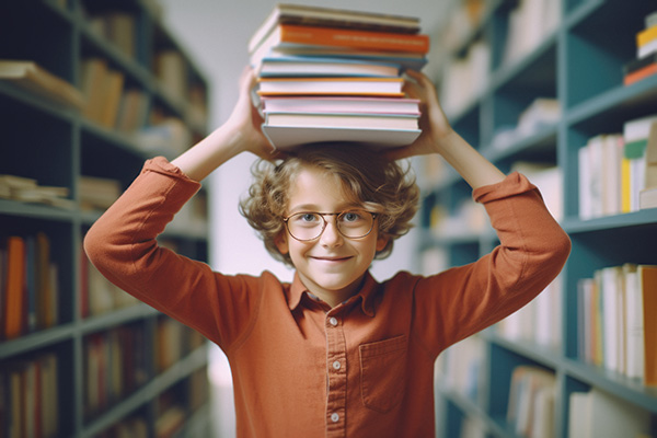 Lau student with books