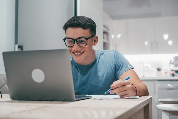 lau student working on computer