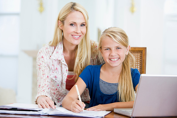 Lau parent working with her child