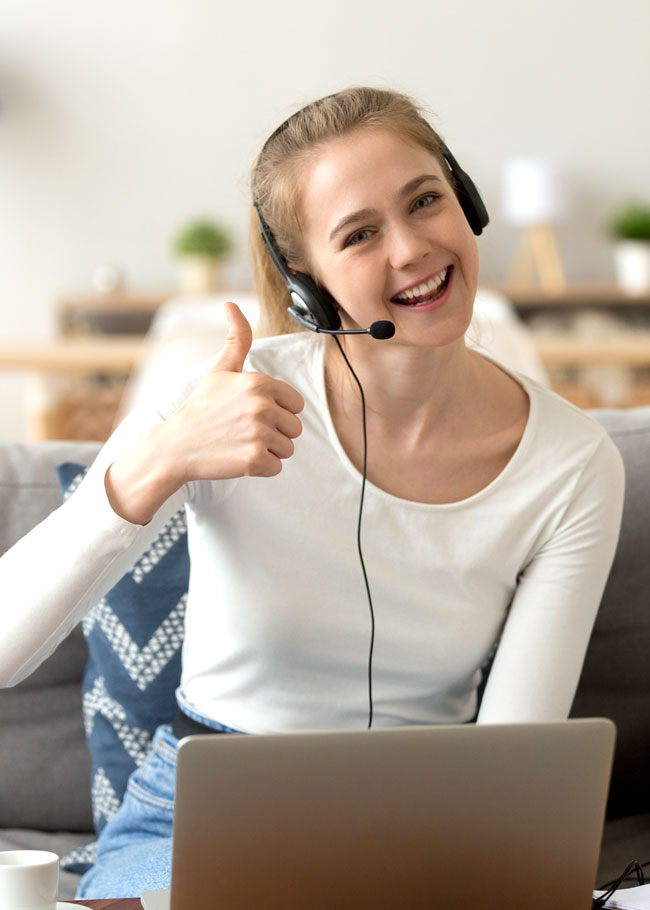 Student Happily Working at Online School